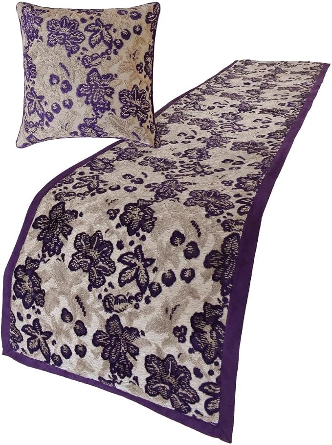 The HomeCentric King/Queen/Twin Purple Decorative CA King 86"x18" Bed Runner - Image 3