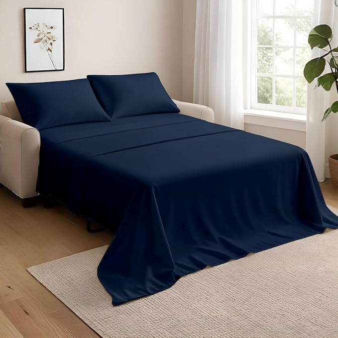 NON Sticky cotton Full Size Sleeper Sofa Sheets, 4 Piece Egyptian Cotton Bed by Non-StickyCotton