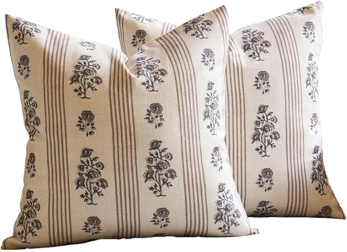 Amor Virisso Floral Throw Pillow Covers 18x18 Set of 2 Block Print Pillow - Image 8