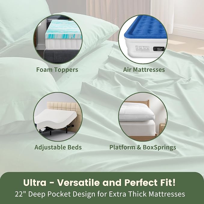 100% Linen Sheet Set Queen Size Extra Deep Pocket Fits 18-24 Inch Mattress - Image 3