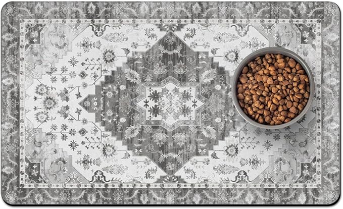 Pet Food Mats for Floor, Absorbent Dog Mat for Food and Water Dispenser Mat by Unknown