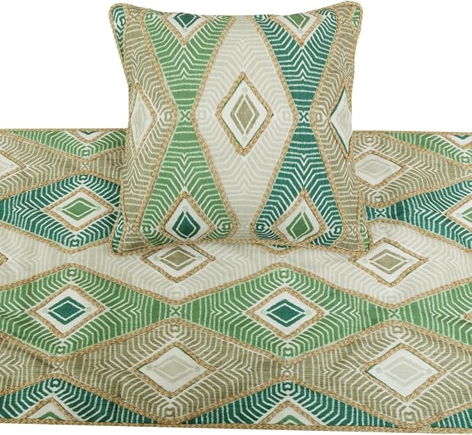 The HomeCentric King/Queen/Twin Green Designer Full 68"x18" Bed Runner - Image 2