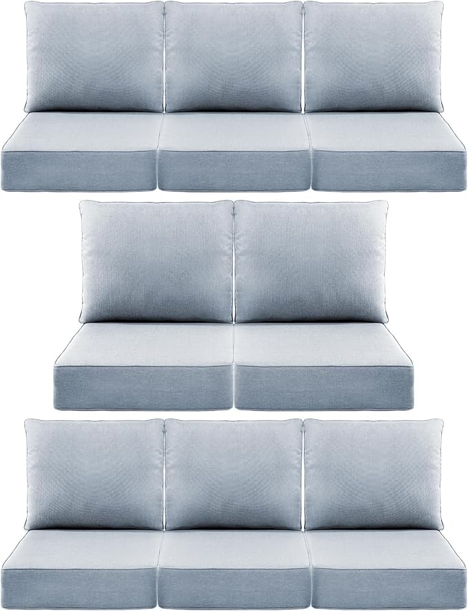 Luxury 6" Outdoor Cushions for Patio Furniture, Fade Resistant Couch Chair by Pugire