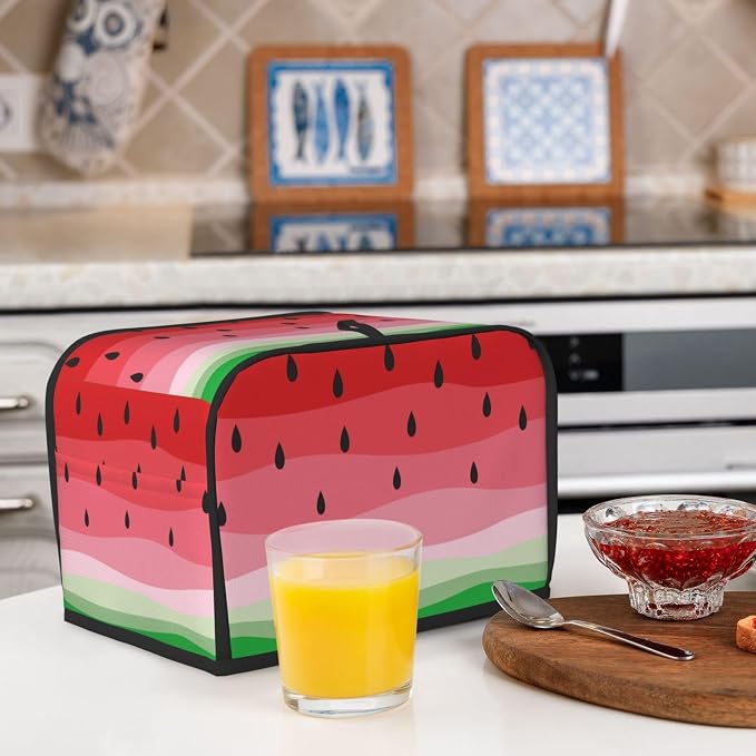 Cute Fruit Red Green Watermelon 2 Slice Toaster Cover, Waterproof Toaster Dust - Image 7