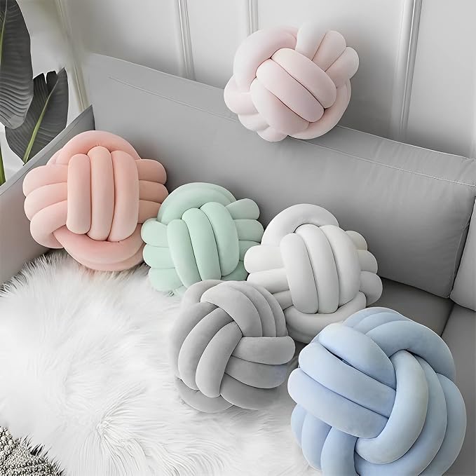 Knot Ball Pillows, Round Throw Pillow Cushion Home Decoration Soft Plush Pillow - Image 4