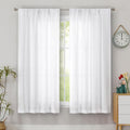 Simplebrand White Semi Sheer Faux Linen Textured Curtains 54 Inch Length 2 by Simplebrand