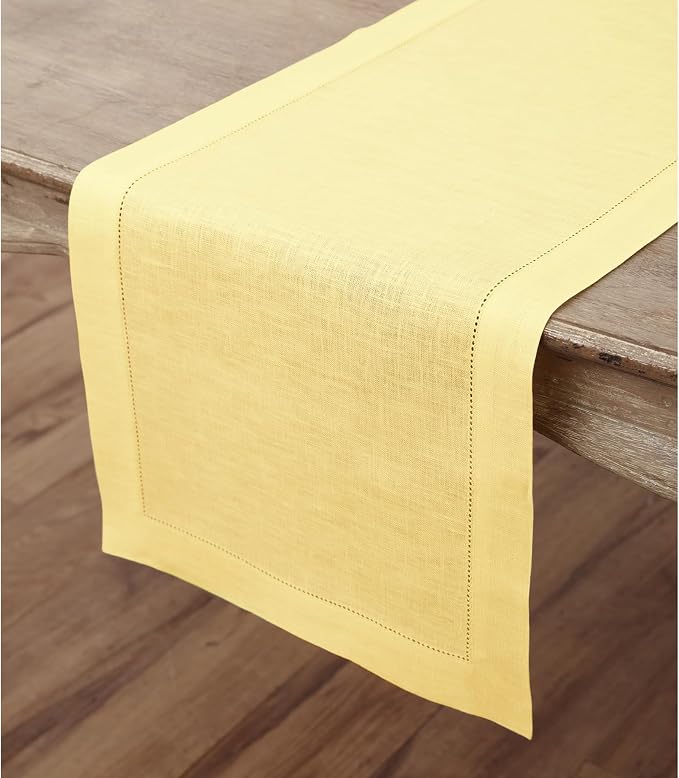 Solino Home Linen Yellow Table Runner 120 Inches Long - Image 9