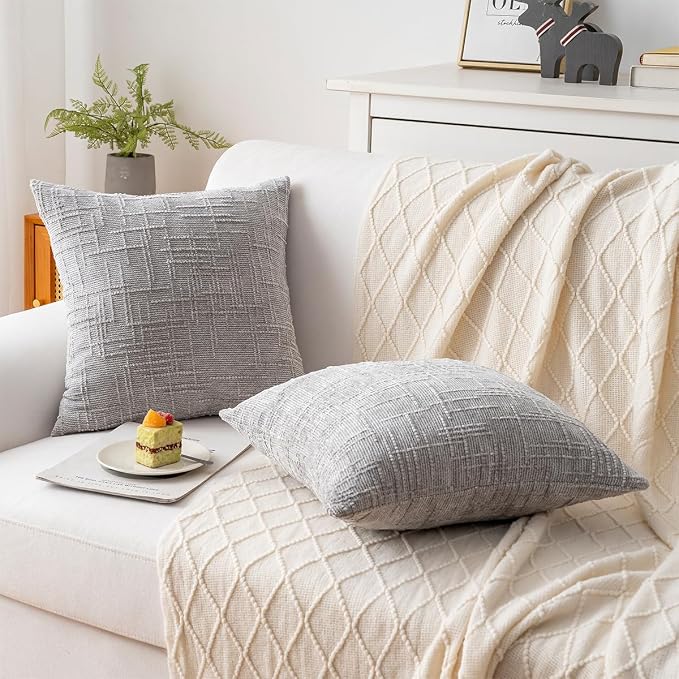 Decorative Throw Pillow Covers 22x22 Inch Set of 2, Soft Solid Farmhouse - Image 6