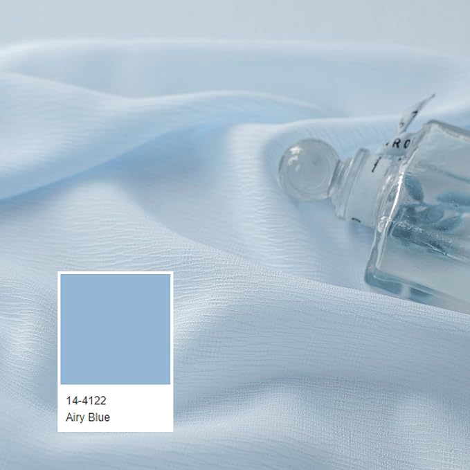 Light Blue Sheer Pleated Curtains 84 Inch Length - Image 7