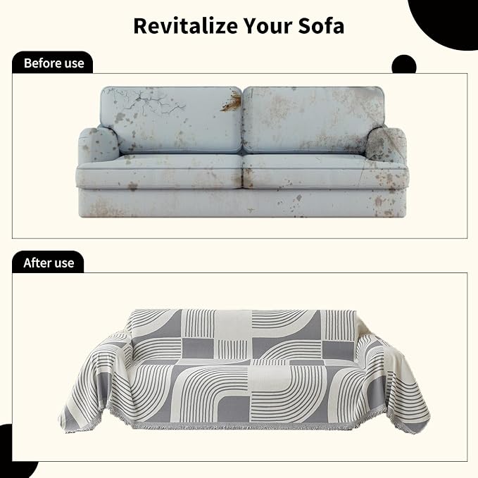 Boho Couch Cover Sofa Covers Washable, Chenille Couch Covers - Image 6