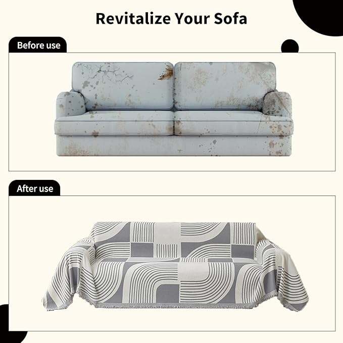 Boho Couch Cover Sofa Covers Washable, Chenille Couch Covers - Image 6