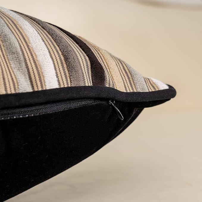 Yangest Black Striped Patchwork Throw Pillow Cover Gold Leather Cushion Cover - Image 4