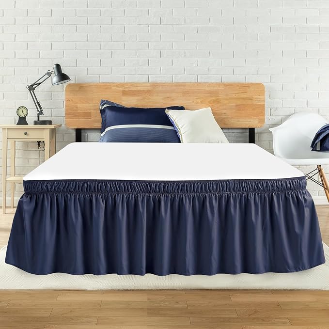 King Bed Skirt, Elastic Wrap Around Bed Skirt King Size, Bed Skirts by ANARACHON