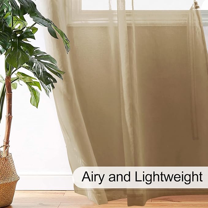 XWZO Camel Sheer Curtains for Living Room Bedroom - Image 6
