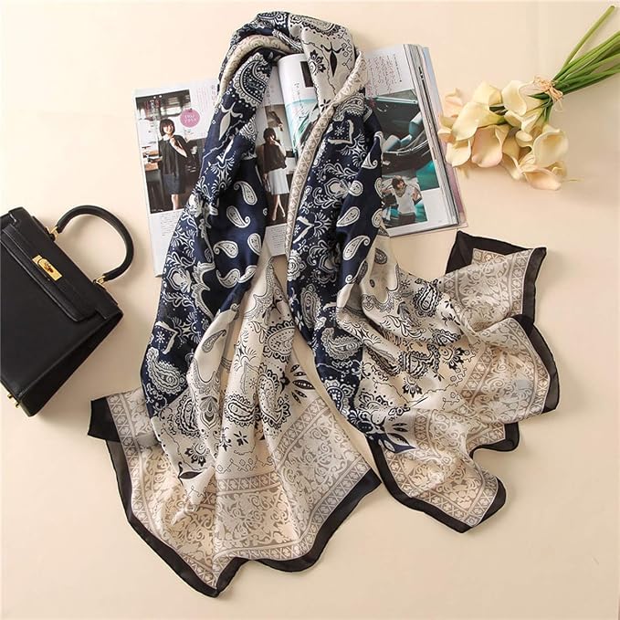 Fashion Scarves Scarf 100% Silk Feeling Scarf Silk Like Scarves Long - Image 2