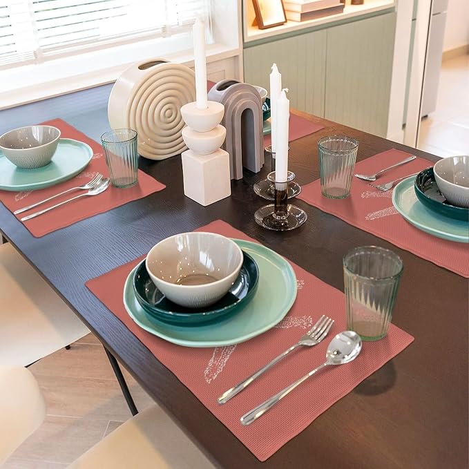 Summer Coastal Placemats Set of 4, Beach Theme Ocean Coral Starfish Decorative - Image 5