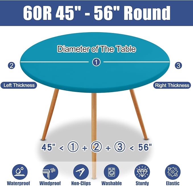 Round Spandex Tablecloth, Elastic Fitted Waterproof Tablecloths - Image 8