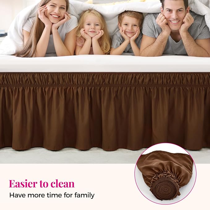 RIMELA Bed Skirt King Size 15 Inch Drop, Elastic Bed Skirting - Image 5