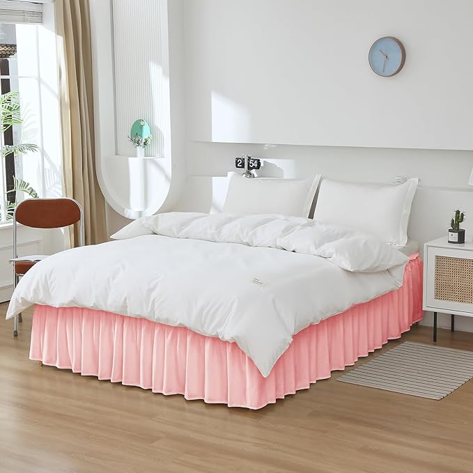 MEILA Wrap Around Bed Skirt Three Fabric Sides Elastic Dust Ruffled 18 Inch - Image 3