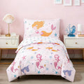 PERFEMET Toddler Bedding Sets Girls 4 Pieces Pink Mermaid Toddler Bed in A Bag by PERFEMET