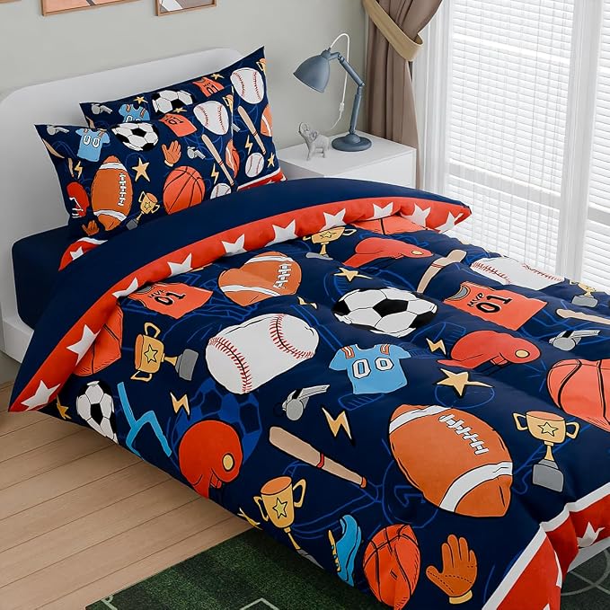 SANDJEST Sports Bedding Sets for Boys, Ultra Soft Microfiber Comforter Bed Set - Image 3