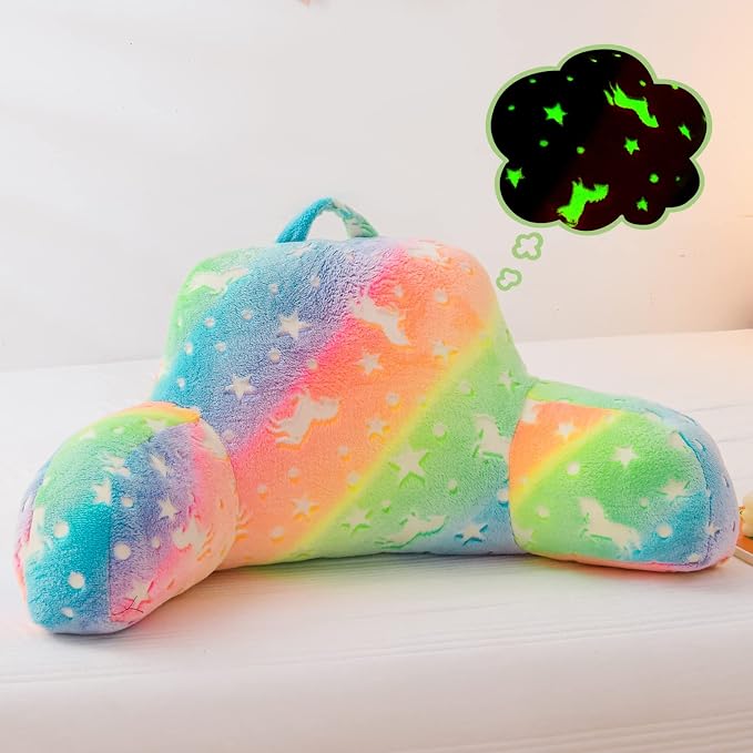 Meeting Story Colorful Gradient Rainbow Star Unicorn Luminous Reading Pillows by MeetingStory