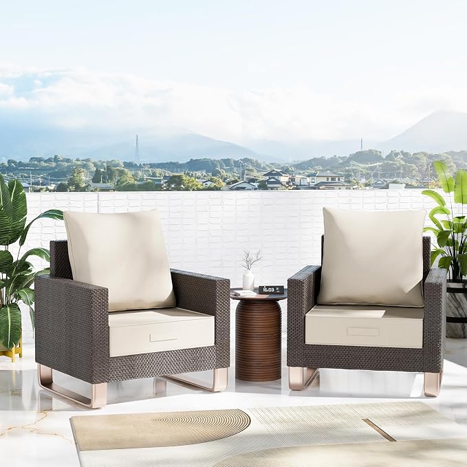 Outdoor Olefin Water-Resistant Deep Seat Cushion Set, Thickened Sofa Chair Pad - Image 2
