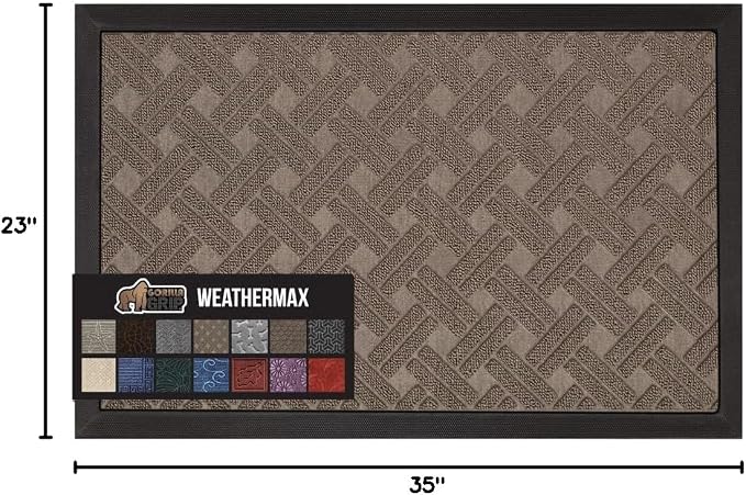 GORILLA GRIP 100% Waterproof All-Season WeatherMax Doormat 35x23, US Designed - Image 2