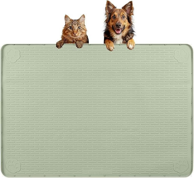 Dog Food Mat, Extra Large 34" x 22" Silicone Pet Feeding Mat by Bartuke
