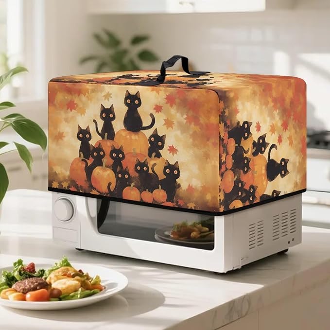Microwave Oven Dust Cover, Thanksgiving Cat Heat-Resistant Waterproof Microwave - Image 3
