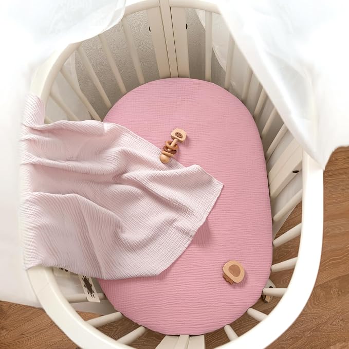 lulumoon Baby Muslin Bassinet Sheets: Cotton Bassinet Sheets Neutral - Image 5