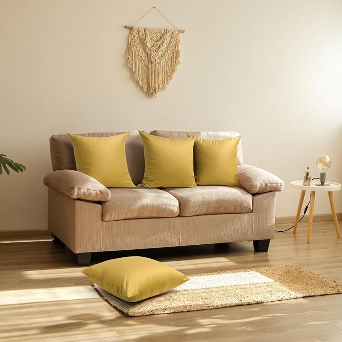 4-Pack 100% Cotton Comfortable Solid Decorative Throw Pillow Case, Thmyo Square - Image 3