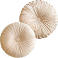 2 Pcs Round Throw Pillows Pleated Velvet Pumpkin Round Pillows Floor Cushion by Teieas