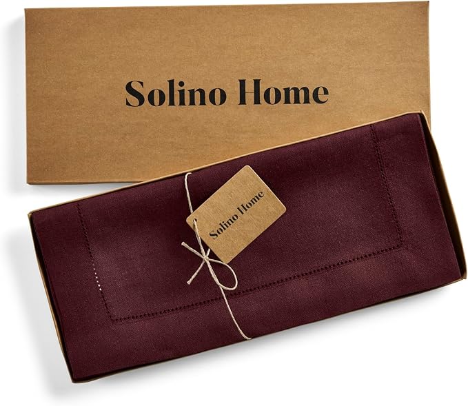 Solino Home Linen Burgundy Table Runner 120 Inches Long - Image 5