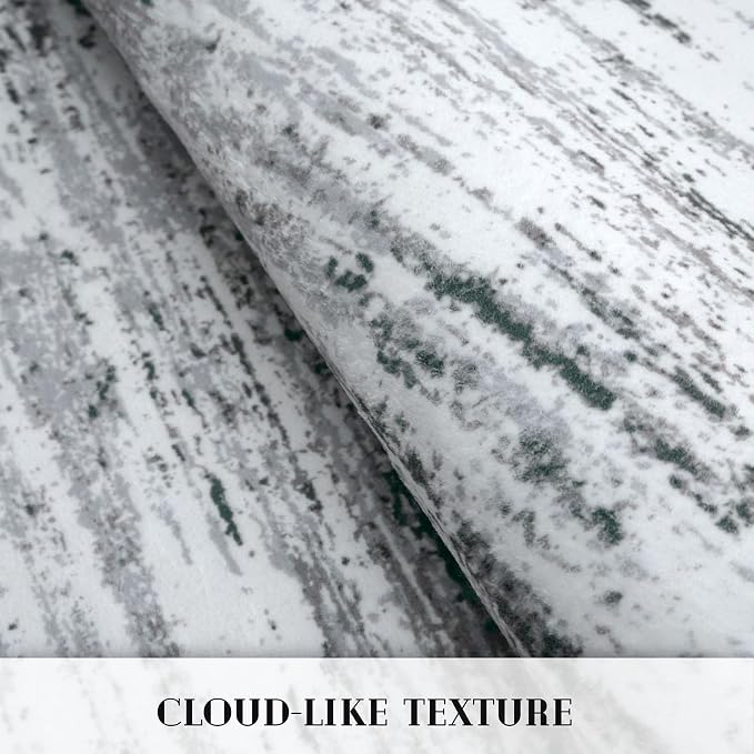 Modern Abstract Bedroom Runner Rug 2x7, Non-Slip Soft Thin Faux Wool Mat - Image 8
