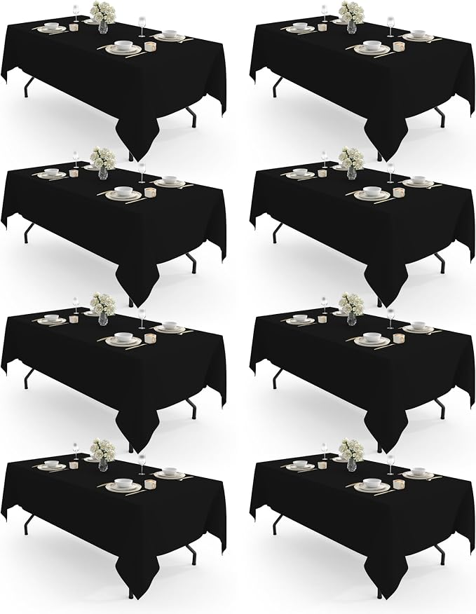 Pureegg Rectangle Table Cloth 60" x 102" – 8 Packs, Durable Polyester by Pureegg