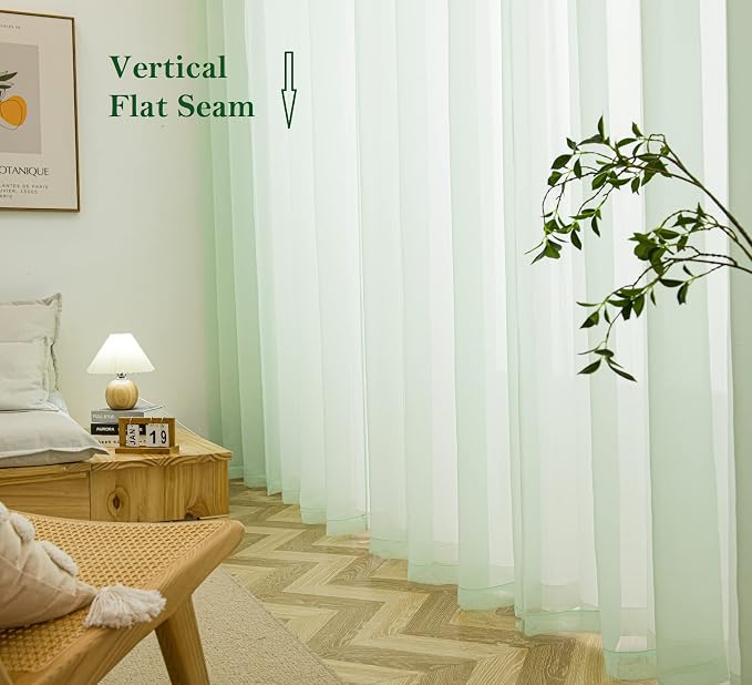 PI Mint Sheer Curtains with Eyelets, Light Voile Textured, Cool Window Backdrop - Image 5