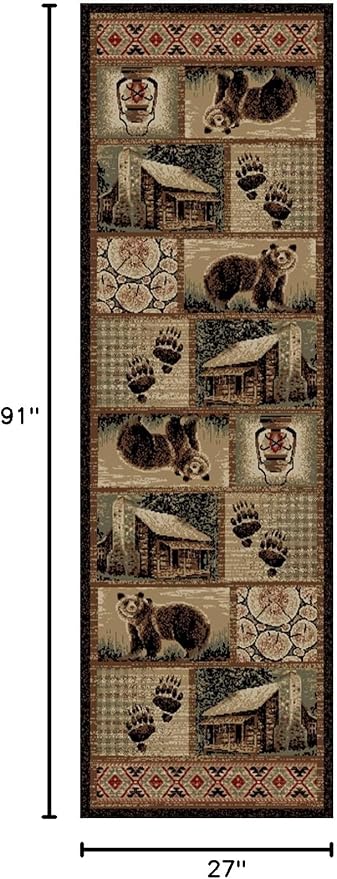 Mabyberry Rug HS9661 2X8 Cabin Hideaway Brown Area Rug - Image 2