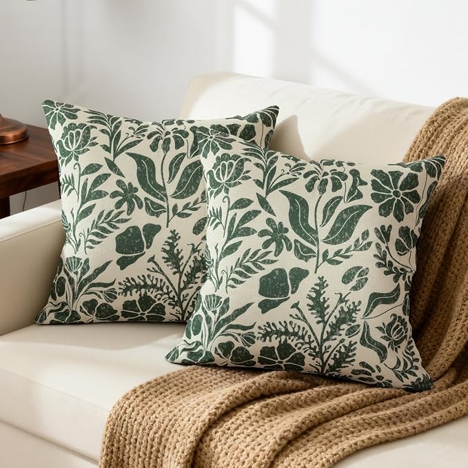 Matisse Flowers Plants Botanical Pillow Cover 18x18 Set of 2, Boho Floral by RinRinfam