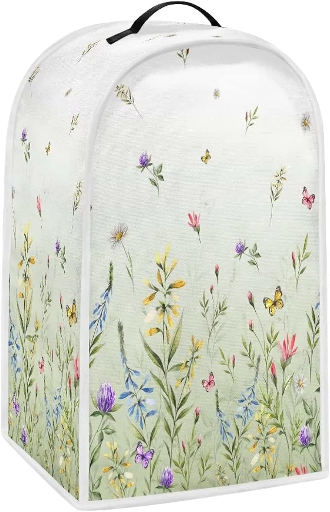 Butterfly Floral Print Blender Cover Dust Proof Washable Small Appliance Cover by HUISEFOR