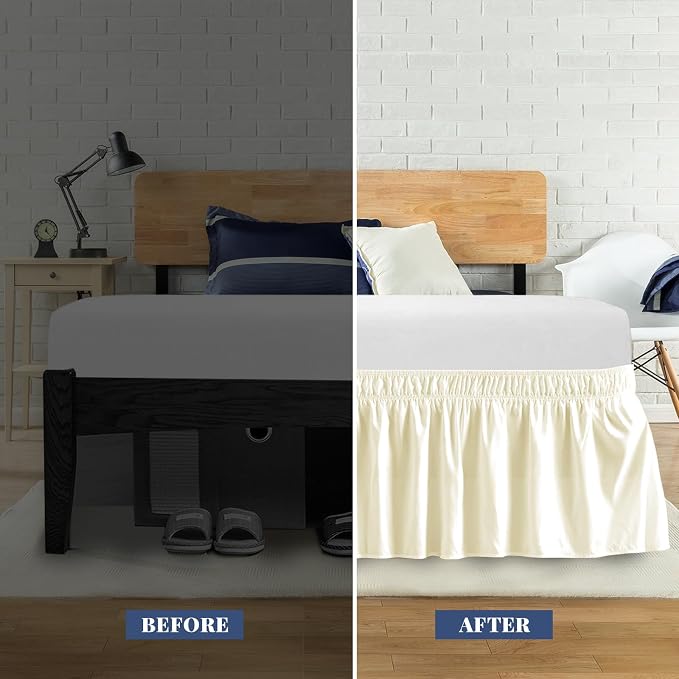Twin Bed Skirt, Elastic Wrap Around Bed Skirt Twin Size, Bed Skirts - Image 3