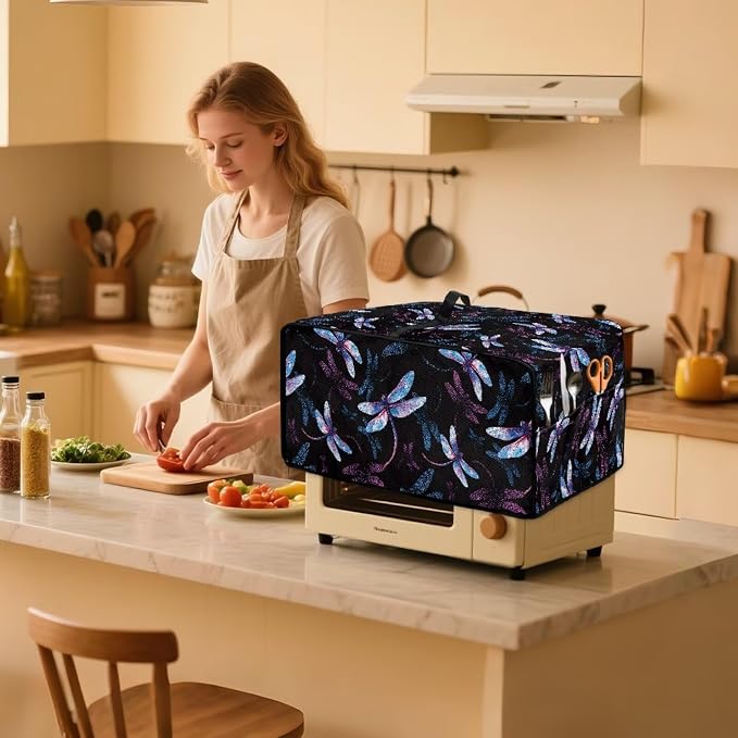 Dragonfly Print Microwave Oven Cover Dust-Proof Microwave Toaster Oven Cover - Image 3