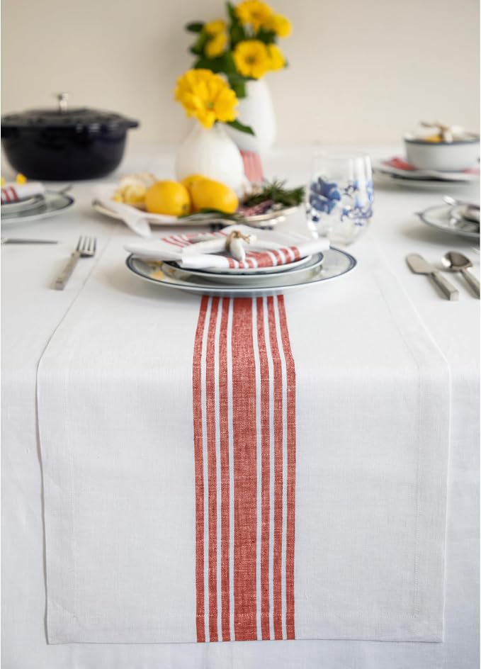 Solino Home Linen Striped Table Runner 90 Inches Long by SolinoHome