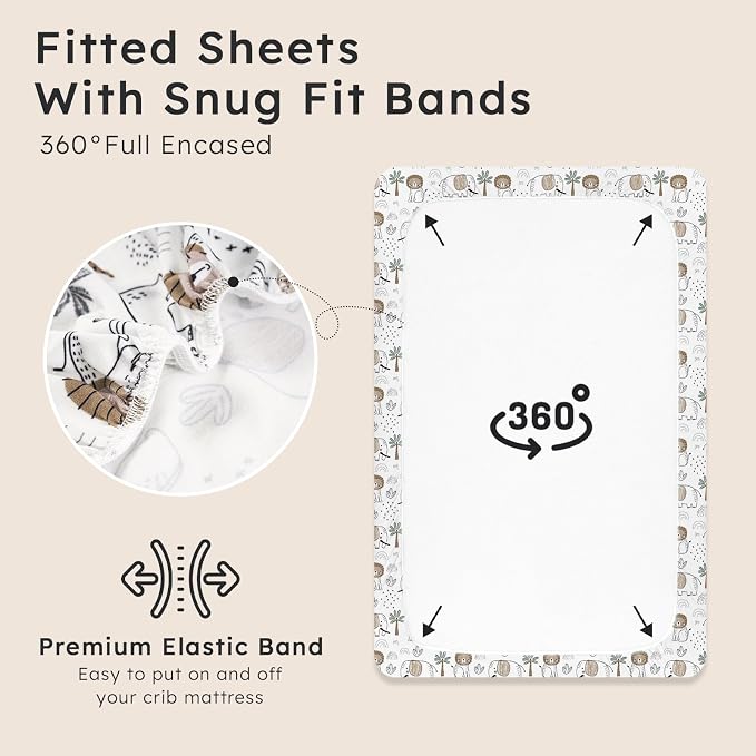 Baby Crib Sheets for Boys Girls Neutral, 2 Pack Crib Mattress Sheet for - Image 4