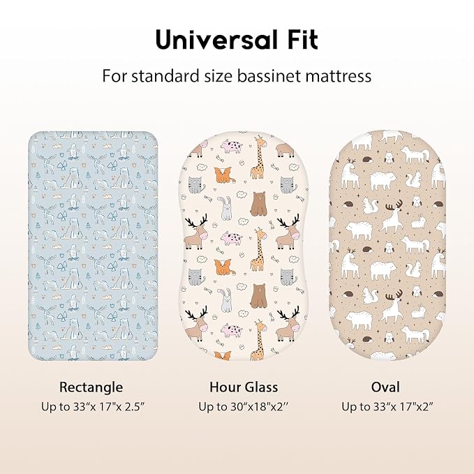 Baby Bassinet Sheets Girl Boy, Fitted Bassinet Sheet Set 3 Pack Bassinet - Image 4