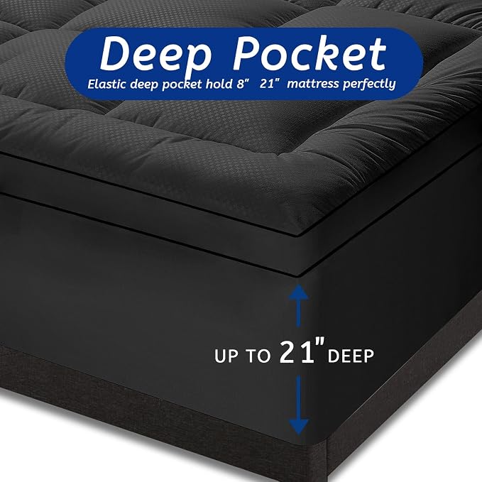 Queen Size Mattress Topper for Back Pain, Cooling Extra Thick Mattress Pad Cover - Image 5