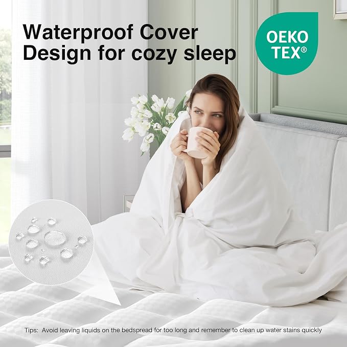 Novilla Full Mattress Topper, Extra Thick Pillow Top Mattress Pad - Image 3