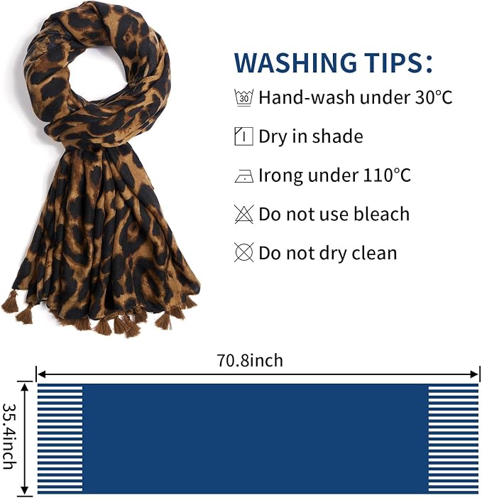 Scarf for Women Lightweight Soft Floral Leopard Printed Scarves Fall Winter - Image 3