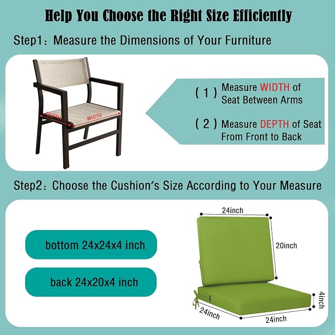 idee-home Outdoor Cushions for Patio Furniture, Outdoor Seat Cushion, - Image 5