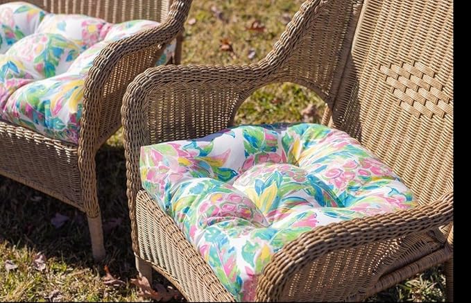 RSH DECOR: Tufted U-Shape Wicker Seat Cushions Set of 2 | 19” x 19” | - Image 4